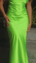Load and play video in Gallery viewer, lime green dress with embellished rhinestone tie straps
