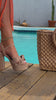 Natural block platform heels on model video