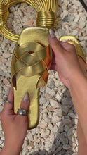 Load and play video in Gallery viewer, gold tone sandal video
