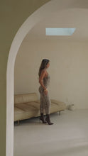 Load and play video in Gallery viewer, Nude brown mesh snake printed dress video
