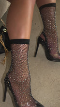 Load and play video in Gallery viewer, nude embellished fishnet ankle boot heels video
