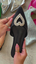 Load and play video in Gallery viewer, black embellished sling back flat video
