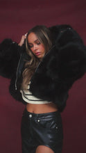 Load and play video in Gallery viewer, Video of model wearing black faux fur jacket
