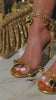 Gold dangle charm heels