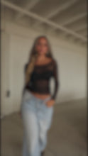 Load and play video in Gallery viewer, Model wearing black mesh long sleeve top 
