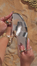 Load and play video in Gallery viewer, Video of silver tone sandals
