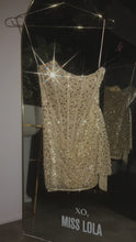 Load and play video in Gallery viewer, Birthday Showers Strapless Sequin Mini Dress - Gold
