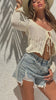 crochet knit long sleeve top on model video