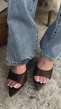 Load and play video in Gallery viewer, Ivanna Mid Heel Mules - Brown
