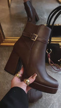 Load and play video in Gallery viewer, Helene Platform Block Heel Ankle Boots - Brown
