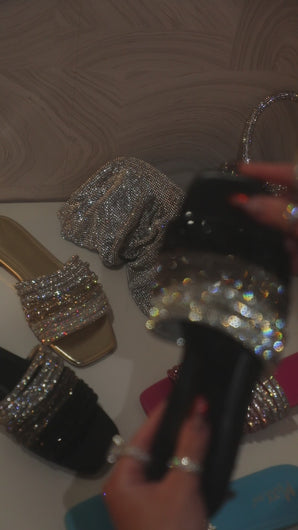 Video of black embellished sandal