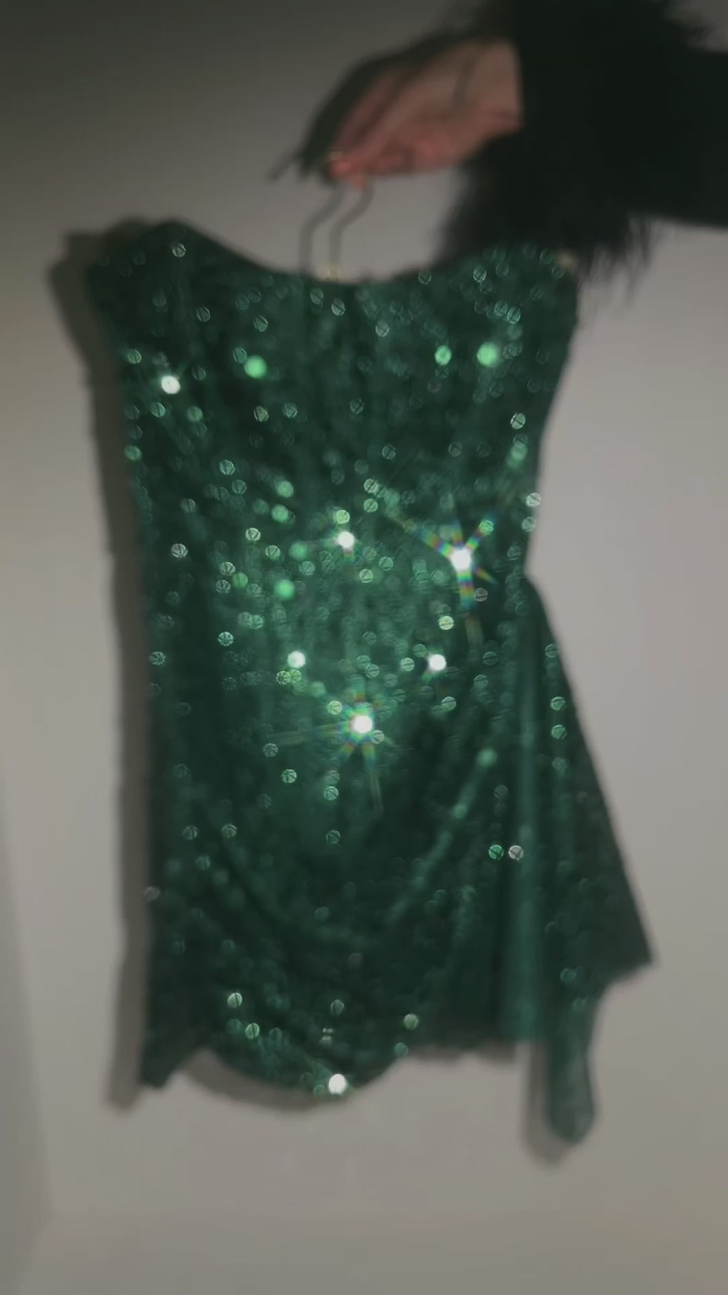 Birthday Showers Strapless Sequin Mini Dress - Deep Green