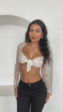 Load and play video in Gallery viewer, Iseria Long Sleeve Lace Crop Top - Cream
