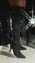 Load and play video in Gallery viewer, Shine Bright Embellished Over The Knee Heel Boots - Black
