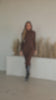 Video of model wearing brown sweater knit dress