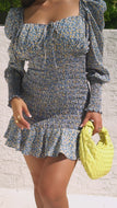 Lucy Long Sleeve Mini Dress - Blue