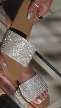 Load and play video in Gallery viewer, Nude embellished slip on sandal video
