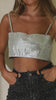 Video of silver embellished crop top on model