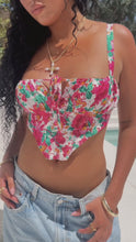 Load and play video in Gallery viewer, Lora Corset Crop Top - Floral
