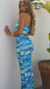 Model wearing blue print set video 