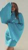 Model Wearing Aqua Blue Long Sleeve Mini Dress Video
