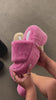 Pink faux fur platform sandals video