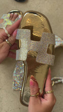 Load and play video in Gallery viewer, gold embellished sandals video
