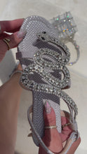 Load and play video in Gallery viewer, Video of Silver-Tone Snake Embellished Sandals
