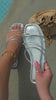 silver metallic sandal detail video