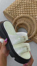 Load and play video in Gallery viewer, white slip on sandals video
