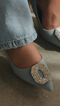 Load and play video in Gallery viewer, Video of denim embellished pump on model

