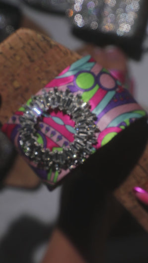video of multi embellished slip on sandal