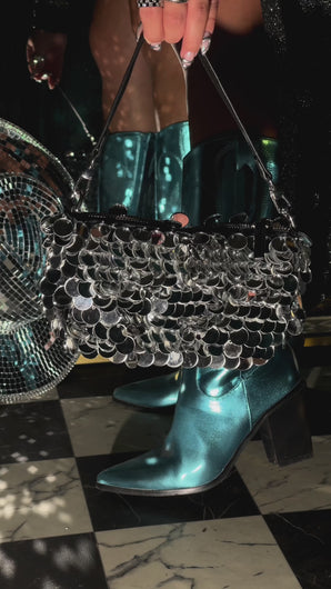 Video of blue boots on model