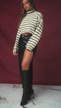 Load and play video in Gallery viewer, Model wearing knit stripped long sleeve top video
