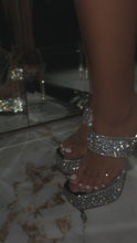 Load and play video in Gallery viewer, silver platform embellished heels video
