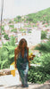 Model wearing blue printed maxi dress video