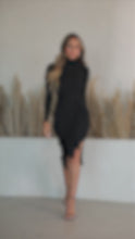 Load and play video in Gallery viewer, black knit dress on model
