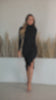 black knit dress on model