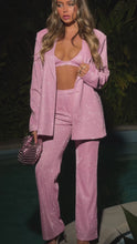 Load and play video in Gallery viewer, pink sparkly blazer on model
