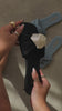 Black satin rose detailed sandal