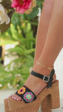 Load and play video in Gallery viewer, black with cork platform heels on model
