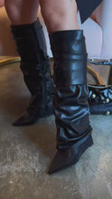 Load and play video in Gallery viewer, Kourtney Wedge Heel Shark Boots - Black
