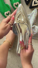 Load and play video in Gallery viewer, silver metallic sling back flats video
