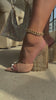 nude embellished high heel mule on model video