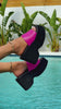 Pink platform slip on sandals video