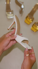 Load and play video in Gallery viewer, Video of white heel mules
