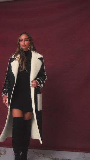 Black long reversible coat video