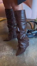 Load and play video in Gallery viewer, Kourtney Wedge Heel Shark Boots - Brown
