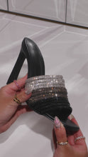 Load and play video in Gallery viewer, Black embellished high heel mules video

