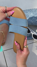 Load and play video in Gallery viewer, denim slip on sandal video

